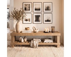 LITTLE TREE Landelijke Zitbank - 160 x 35 x 45 cm - Binnenbank met opberglattenplank - Multifunctioneel voor garderobe, hal en eetkamer - Lichtbruin