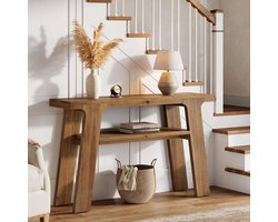 LITTLE TREE Massief Hout Console Tafel - 120cm Landelijk - 2-Laags Opbergruimte - Sidetable voor Hal, Achter de Bank & Woonkamer - Eenvoudige Montage
