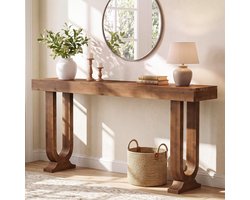 LITTLE TREE Massief Houten Console Tafel - 160 x 30 x 85 Cm - Landelijke Stijl - Entree Tafel Voor Hal - Bruin
