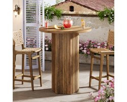 LITTLE TREE Ronde Bar Tafel - 80x 80 x 100 cm - Boerderij Bistro Tafel - Rustiek Bruine - Houten Tafel voor Home Bar, Eethoek