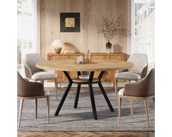 LITTLE TREE Ronde Eettafel - 120 x 120 x 75 Cm - Modern Keukentafel - Voor 4 Personen - BruinZwart