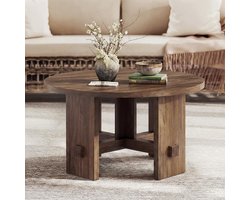 LITTLE TREE Ronde Salontafel met Voetstuk - 80 cm - Landelijke Stijl - Kindvriendelijk - Eenvoudig te Monteren - Bruin