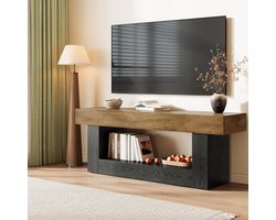 LITTLE TREE TV Meubel - 160x40x60 cm - U-vormige voet - Open vakken - Bruin en Zwart