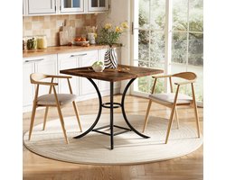 LITTLE TREE Vierpersoons Eettafel - 80x80x75 cm - Landelijke Vierkante Keukentafel - voor Kleine Ruimtes Bruine Farmhouse Tafel - voor Woonkamer & Keuken - Makkelijk Te Monteren