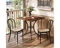 LITTLE TREE Vierpersoons Eettafel - Vierkante Keukentafel - Landelijke Stijl - Voor Kleine Ruimtes - Bruine Farmhouse Tafel - 80x80x75 cm - Voor Woonkamer & Keuken - Makkelijk Te Monteren