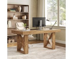 Little Trees Computertafel Kantoortafel - Moderne stijl Bureau - 160 × 80 × 75 cm - Stevig design - Gamertafel voor studiekamer en woonkamer - Lichtbruin