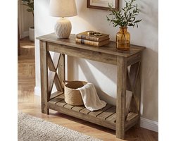 Little Trees Consoletafel - Sidetable - Houtlook - Rustiek - Boerderijstijl - 100 x 30 x 80 cm - Smalle ingangstafel voor kleine ruimtes, hal en woonkamer achter de bank