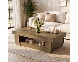 Little Trees Modern Salontafel - 140 x 70 x 45 cm -Open Onderplank-MDF Constructie-Voor Woonkamer-Bruin