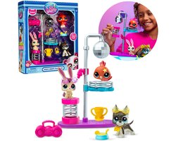 Littlest Pet Shop Disco Night figuren set, dieren + accessoires, beweegbare verzamelbare figuren 4+