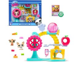Littlest Pet Shop - Fun Factory speelset - Pet Shop speelset met 2 dieren, decor en accessoires - hond en hamster Schattige huisdierspeelgoedset - kinderspeelgoed 4+ jaar - BF00519