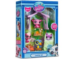 Littlest Pet Shop - Kampeerset Pack 3 dieren en accessoires - Littlest Pet Shop LPS Panda Squirrel Toekan - Mini Cute Animal Figure Toy Set - Speelgoed voor kinderen van 4 jaar en + - BF00574