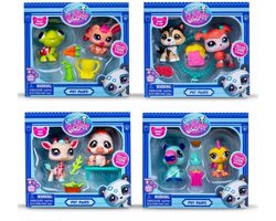 Littlest Pet Shop Pet Pairs speelgoedfiguren – Bandai BF00525 – 2 diertjes met accessoires – 1 verpakking geleverd, model kan variëren