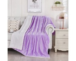 Livano Deken - Pluche - Wollen - Dekentje - Fleece - Plaid - Knuffeldeken - Bank Deken - 2 Persoons Groot - Licht Paars