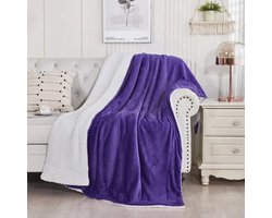 Livano Deken - Pluche - Wollen - Dekentje - Fleece - Plaid - Knuffeldeken - Bank Deken - 2 Persoons Groot - Paars