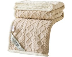 Livano Dekentje - Deken - Pluche - Wollen - Fleece - Plaid - Knuffeldeken - Bank Deken - Khaki - 200x230cm