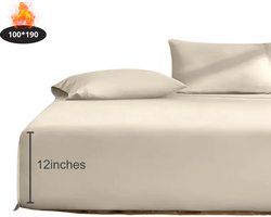 Livano Hoeslaken Set - Inclusief Kussensloop - 3 Delige Set - Beddengoed - Fitted Sheet - Pillow Case - Bed - Khaki 100 x 190