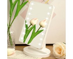 Livano Make Up Spiegel - Met Verlichting - Met Led Verlichting - Led - Met Licht - Opmaakspiegel Met Ledverlichting - Staande Spiegel - Tafelspiegel - Zwart