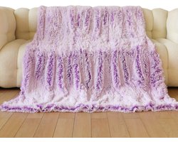 Livano Plaid - Dekentje - Pluche - Wollen - Fleece - Deken - Knuffeldeken - Bank Deken - Paars - 130x160cm