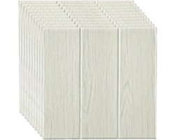 Livano Wandpaneel - Zelfklevend - Wandpanelen - Woonkamer - Badkamer - Wit Eikenhoutnerf - 20 Stuks - 35x35cm