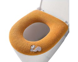 Livano Wc Bril Hoes - Toiletbril Cover - Toiletbril - Wc Deksel - Wasbaar - Verwarmde Wc Bril - (Niet Elektrisch) - Zacht - Eekhoorn - Geel