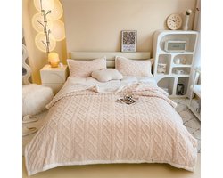 Livano Zacht Dekbed - Beddengoed - Dekbedovertrek - Inclusief 2x Kussensloop - Teddy - 200x230cm - Beige