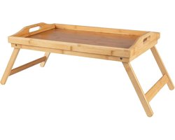 Livarno home Dienblad voor in bed - Uitgeklapt: ca. 64 x 24 x 30 cm (b x h x d) - Van Bamboe - Met Klapvoeten en grepen