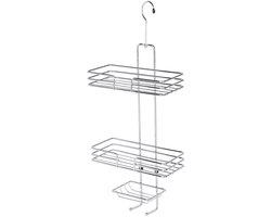 Livarno Home | Doucherek - Doucherek zonder boren - 46 x 25 x 11 cm - Hangend doucherek - RVS - Twee laags plus zeephouder - Chrome