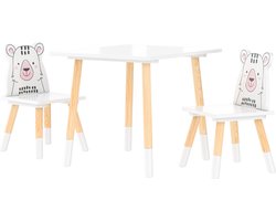 Livarno Home Kindertafel met 2 Stoelen - Biedt ruimte om te spelen, verven of knutselen - Aanbevolen leeftijd: 3-6 jaar - Afmetingen: 59 x 50 x 48 cm (tafel) | 28 x 28 x 49 cm (per stoel) - 3 Delig - Bestaat uit 2 stoelen en 1 tafel - Speeltafel