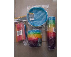 Livarno home Kunststof Gekleurd Servies 72 Delig - Borden 12-delig - Bekers 12-delig - Bestek 36-delig - Schalen 12-delig