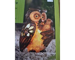 Livarno home LED tuindecoratie - Uil - 12,5 x 18,5 x 15 cm - Schakelt automatisch aan bij schemer