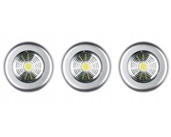 LIVARNO Home LED verlichting - Set van 3 - Voor in de kast - Lampen - Plakt makkelijk - Zilver - Ook te gebruiken voor in de keuken