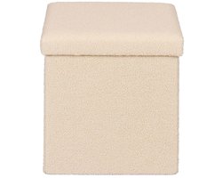 Livarno home Poef - opslagbox - teddy stof Beige - Zitgelegenheid met opbergruimte - 38 x 38 x 38 cm - 39L