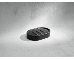 Livarno Home Zeepbakje - Kleur: Zwart - Kenmerken: met druppelbescherming - Afmetingen: 12 x 8 x 2,5 cm - Voor in de handel verkrijgbare zepen - Hoge rand voorkomt overlopen - Van glas