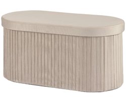 Livarno Home Zitbank met Opbergruimte - Beige - Met zachte Velours bekleding