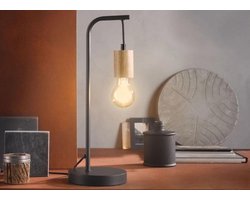 LIVARNO LUX® LED-tafellamp Houtkleur lampkop - Lamp - Sfeerlamp - Moderne lamp -  Industriële lamp