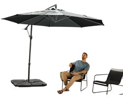 Livarno Zweefparasol 300 cm x 258 cm draaibaar Antraciet 180 grams polyester doek