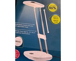 Livarnolux LED Tafellamp - Bureaulamp - uitschuifbaar van ca. 22-34 cm - Wit / zilver