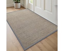 Livatto Deurmat 80 x 120 cm Antislip Vuilopvangende Binnenmat met Rubberen Achterkant, Grijze Entreemat voor Entree en Terras