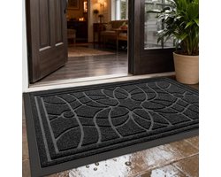 Livatto Deurmat Binnen 90 x 150 cm Antislip Wasbaar Waterabsorberend Schoonloopmat Zwart