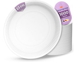 Live Comfy Ronde Witte Papieren Bord Ø 23 cm - 1000 Stuks | Milieuvriendelijke Wegwerp Papieren Borden | Voor Taart - Cake - Salade - Snacks Papieren Borden | Picknick - Feest - Verjaardagen Gebruikte Papieren Borden | Rund Maße