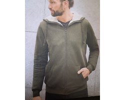 Livergy Heren Vest - Met teddy voering - Groen - Maat L 52/54 - Capuchon - Met buidelzak