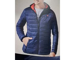 Livergy Lichtgewicht Heren Jas - Donkerblauw / Oranje - Maat XL 56/58 - Met Capuchon