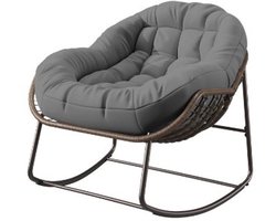 LiveTastic - Luxe Rotan Schommelstoel - Voor Binnen en Buiten - Voor Volwassenenen - Gewatteerde Kussens - Ergonomisch - Duurzaam - Woonkamer - Balkon - Terras - Bruin