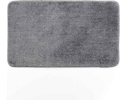 Livetti © Badkamermat Toiletmat Badmat 45x75cm-Grijs met Zilver Glans