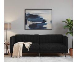 Livia 3-Zits Bank Zwart – Moderne Stoffen Bank met Relaxfunctie, Comfortabele Zitdiepte, Duurzaam & Stevig – Ideaal voor Woonkamer, TV Kijken en Ontspanning UrbanHome
