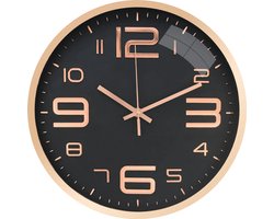 LIVILO - Keukenklok - Wandklok 30 cm - Stille klok - Kleine klok - Zwart met rosé