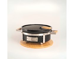 LIVIN' Ronde Shichirin BBQ - Barbecue - Tafelgrill - Hibachi - Japanse BBQ Grill - Keramische Japanese Yakitori Grill - Geschikt Voor Binchotan Houtskool - 2 t/m 6 Personen - Grilldoorsnede 29.8 cm