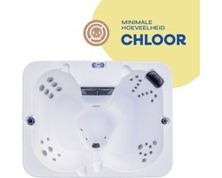 LIVIN Spa/Hottub 4 Persoons - Whirpools - 34 Massagejets - Balboa Besturing - Inclusief Thermocover - Geïsoleerde Hottub voor Buiten - 200 x 155 cm - Grijze omkasting