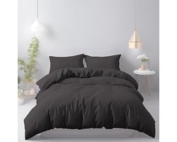LivinEase Brushed Microfiber 240x220cm Duvet Cover Sets - 100 GSM Black Duvet Cover With 2 Pillowcase (80x80cm) - Hotel Quality Hypoallergenic, Easy Care and Comfortable