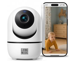 Living Needs - Babyfoon met Camera en App - Wit - Full HD en Nachtzicht - Baby monitor met Geluids- en Bewegingsdetectie